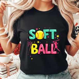 T-Shirt für Softball-Mamas im farbenfrohen Bubble-