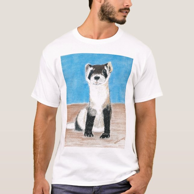 T-shirt furet aux pieds noir (Devant)