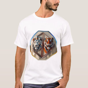 T-shirt Furie fractale : Lion contre Tigre