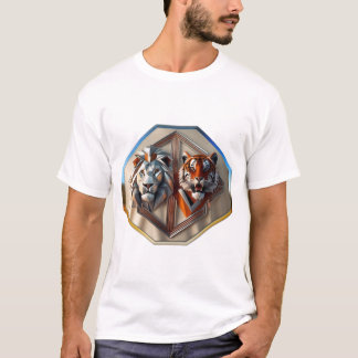 T-shirt Furie fractale : Lion contre Tigre