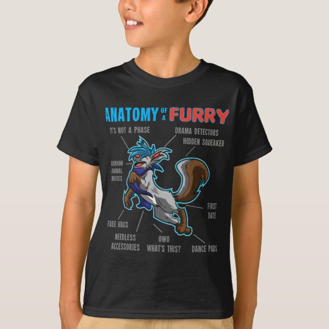 T-shirt Furry - Anatomie d'une fureur - Caricature wolf (Devant)