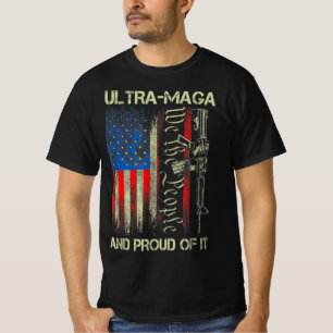 T-shirt Fusil USA Drapeau Patriotes Ultra MAGA Et Fier De