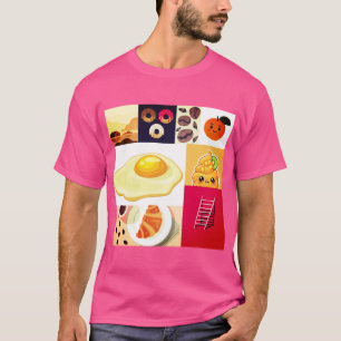 T-shirt Fusion Abstraite – Œuf, Glace, Échelle & Café