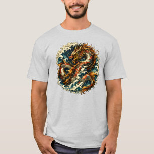 T-shirt Fusion de dragon Koi inspirée de la fantasy japona