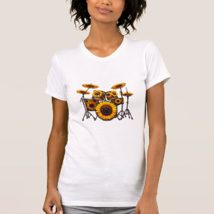 T-shirt Fûts Fleur de tournesol Musicien Musique Florale