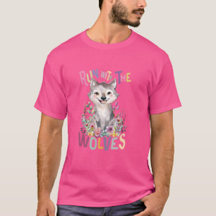 T-shirt futur loup alpha avec fleurs mignon loup animal