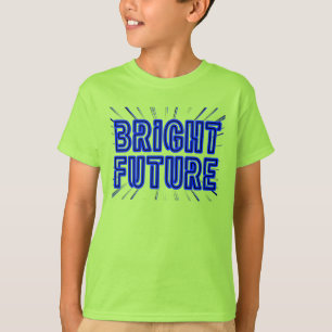 T-shirt Futur lumineux en Bleu entouré de rayons solaires