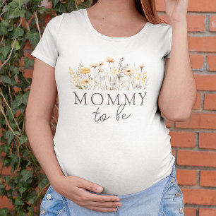 T-shirt Futur Maman Baby Shower Fleurs Sauvages