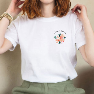 T-shirt Futur Maman Personnalisé Floral Aquarelle Rose