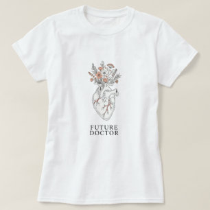 T-shirt Futur médecin Coeur anatomique avec Bouqu Floral