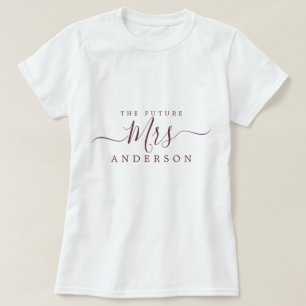 T-shirt Futur Mme Chic Script Nom personnalisé Mariée à êt