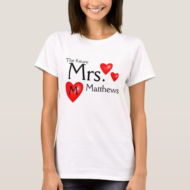T-shirt Futur Mme Nom Mariée Mariage Chemise (Devant)