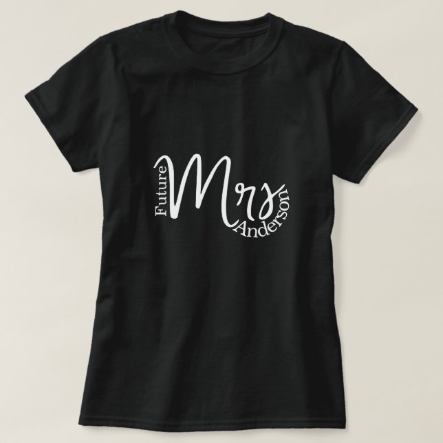 T-shirt futur moderne Mme script bachelorette (Design devant)