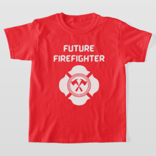 T-shirt Futur pompier avec service incendie texte blanc