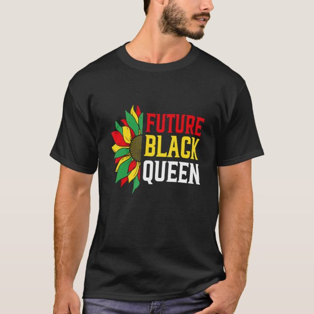 T-shirt Futur Reine noire Fleurs Fières Melanin P africain (Devant)
