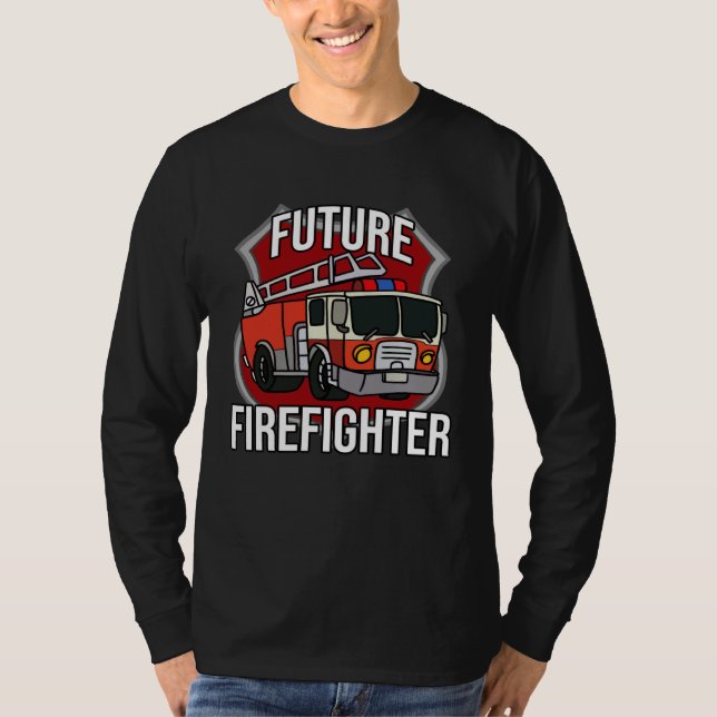 T-shirt Future Firefighter Fireman Fire Truck Car Kids Boy (Devant)