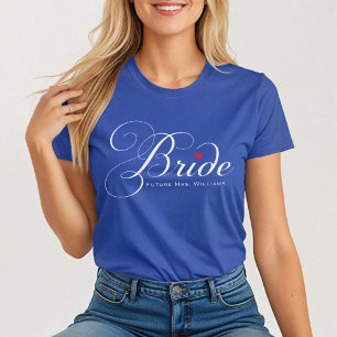 T-shirt Future Mme Mariée Bleue Script Mariage Personnalis