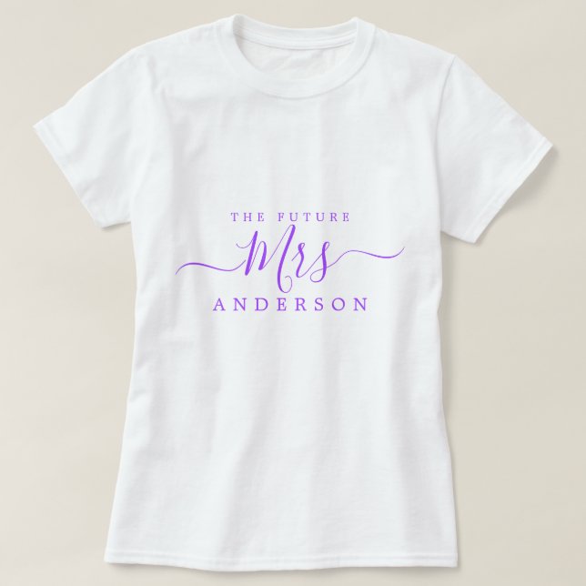 T-shirt Future Mrs Chic Script Nom personnalisé Future mar (Design devant)