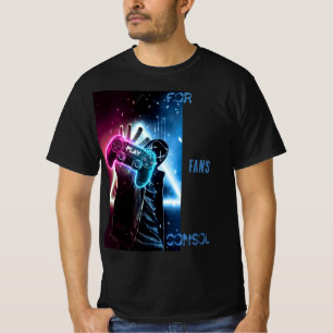 T-Shirt Futuriste Cyber-Gamer Bleu Néon et Rose