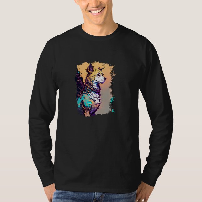 T-shirt Futuristic Canine Retriever Long Sleeve (Devant)