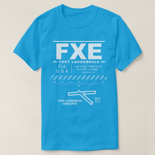 T-shirt FXE de l'aéroport exécutif de Fort Lauderd (Design devant)