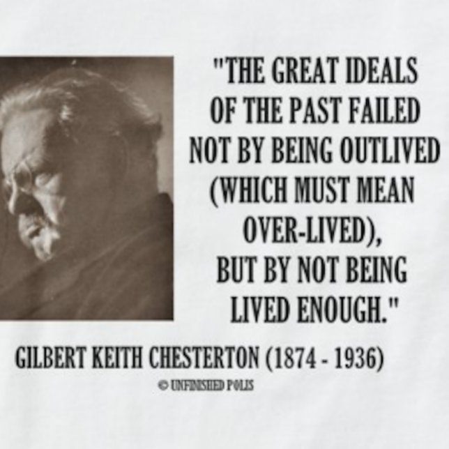 T-shirt G.K. Grands idéaux de Chesterton du passé non vécu (Inspirational G.K. Chesterton quote tee on how & why the great ideals of the past have failed)