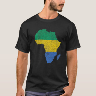 T-shirt Gabon Drapeau Afrique Continent Silhouette Cadeau 