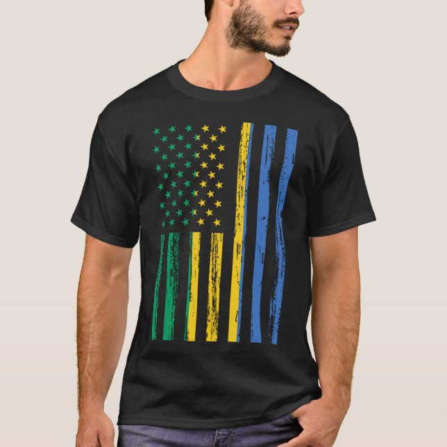 T-shirt Gabon Drapeau Amérique US C'est dans mon ADN pour  (Devant)