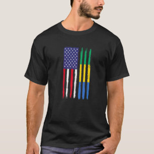 T-shirt Gabonais Racines Drapeau à moitié américain Gabone