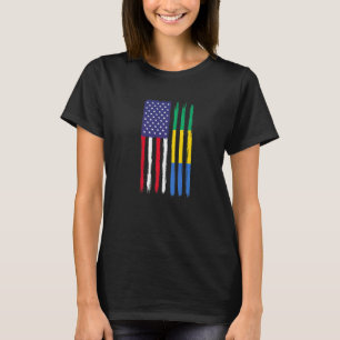 T-shirt Gabonais Racines Drapeau à moitié américain Gabone