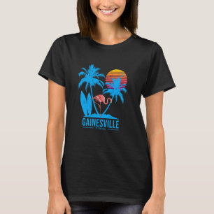 T-shirt Gainesville Floride. Flamant rose et palmiers trop