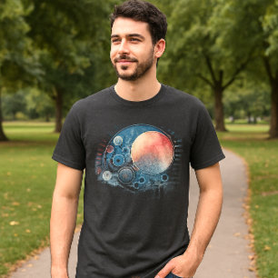 T-shirt Galaxie à l'aquarelle Art abstrait Gris