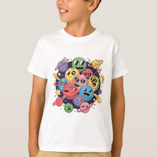T-shirt Galaxie caricaturale chaotique avec étoiles lunair
