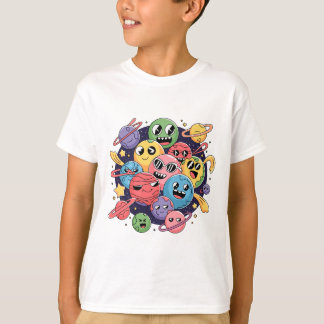 T-shirt Galaxie caricaturale chaotique avec étoiles lunair