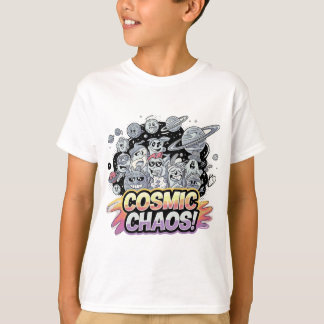 T-shirt Galaxie de dessin coloré avec motifs dynamiques de