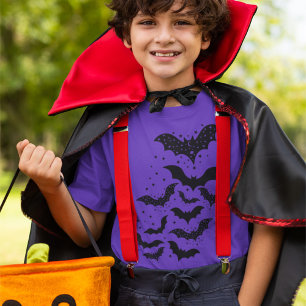 T-shirt Galaxie d'Halloween volante avec chauves-souris et