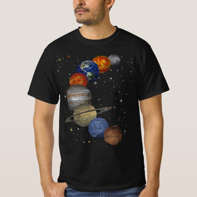 T-shirt Galaxie Planètes Univers Soleil Sciences spatiales (Devant)