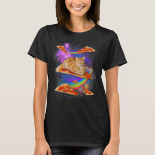 T-shirt Galaxy Chat Dans L'Espace Chat Riding Pizza