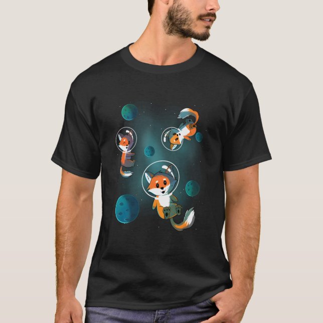 T-shirt Galaxy Fox Foxes Space Stars Noël Anniversaire Gi (Devant)