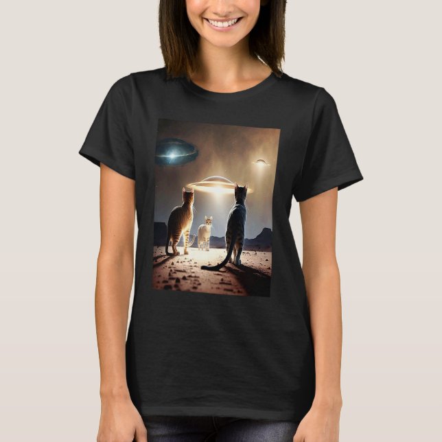 T-shirt Galaxy Kittens Chat UFO Chat Dans L'Espace 29 (Devant)