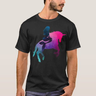 T-shirt Galaxy Mermaid équitation Unicorne Pour Femmes Et 