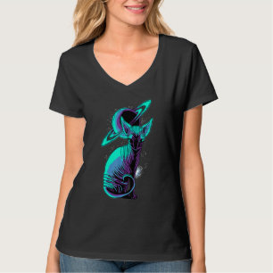 T-shirt Galaxy Saturn Planet Sphynx Cool Chat Feline Chat