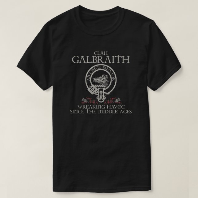 T-shirt Galbraith Maroon Clan crête de nom écossais tarta (Design devant)