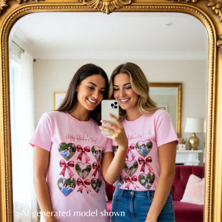 T-shirt Galentine Photo Cœurs Collage Meilleures Amies