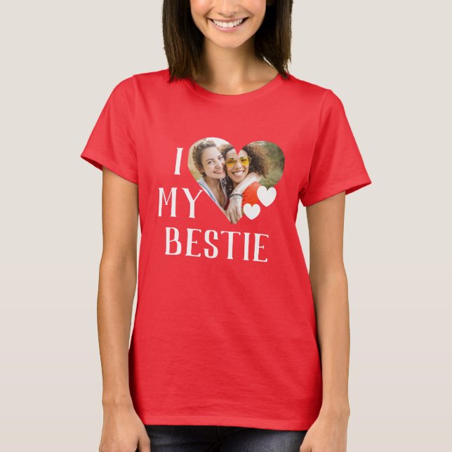 T-shirt Galentines I Love My Bestie Photo personnalisée (Devant)