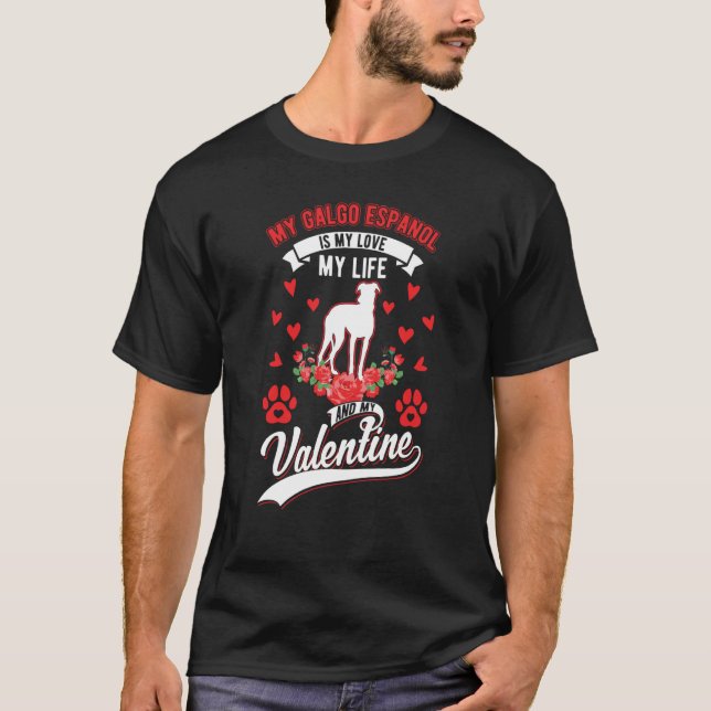 T-shirt Galgo Espanol Valentine's Day Spanish Greyhound Ga (Devant)