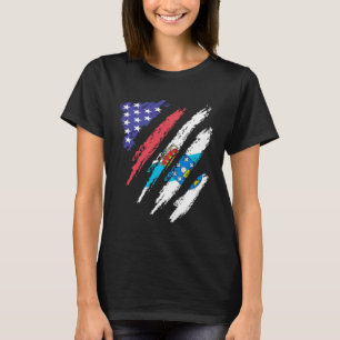 T-shirt Galicien Patriot Américain Cultivé Coeur Drapeaux