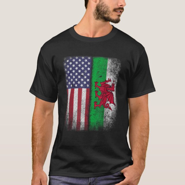 T-shirt Gallois Amérique Drapeau Gallois Amérique Fierté A (Devant)