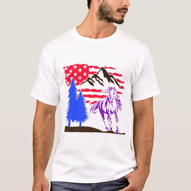 T-shirt Galloping Wild Mountain Horse (Devant)