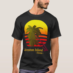 T-SHIRT GALVESTON ISLAND, TEXAS BEACH SUNSET VACANCES SOUV